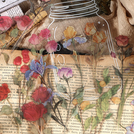 Ацетатные наклейки "Цветы в банке"