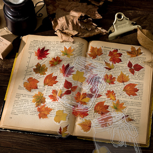 Ацетатные наклейки "Осенние листья с банке"