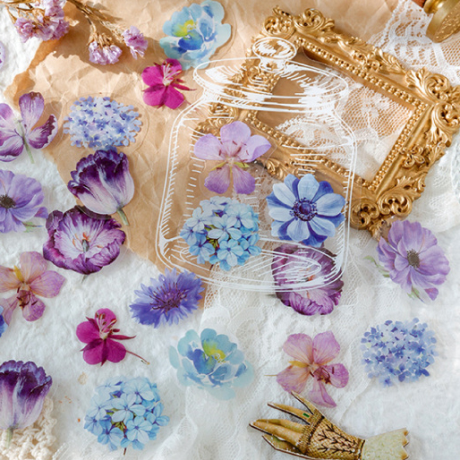 Ацетатные наклейки "Фиолетовые цветы в банке"