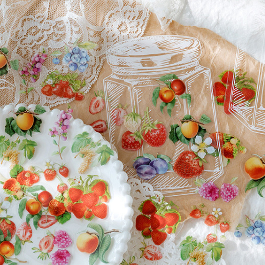 Ацетатные наклейки "Фрукты-ягоды в банке"