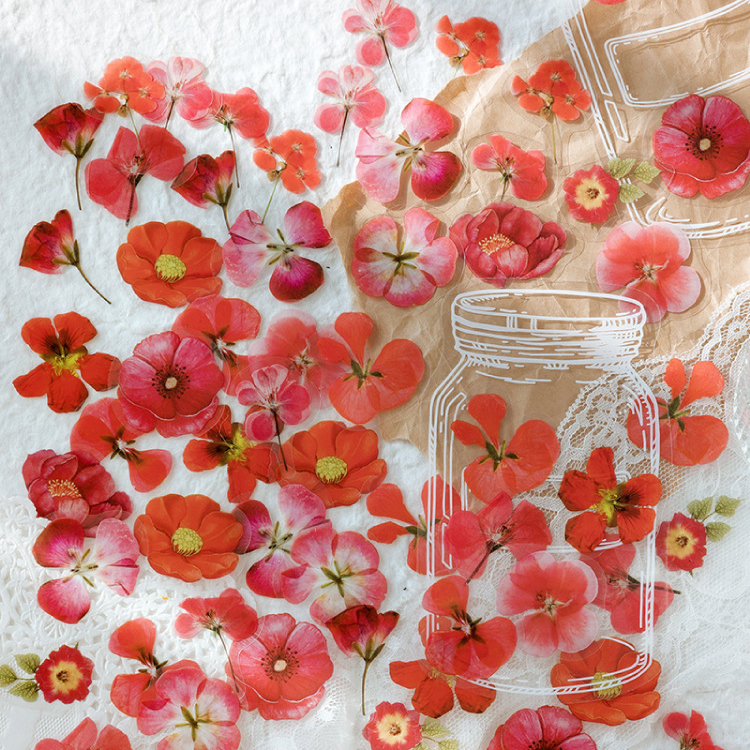 Ацетатные наклейки "Алые цветы в банке"