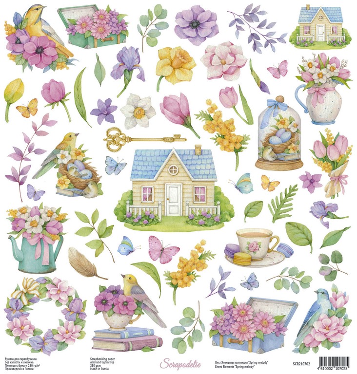 Бумага Scrapodelie "Spring Melody" Элементы (SCR41)