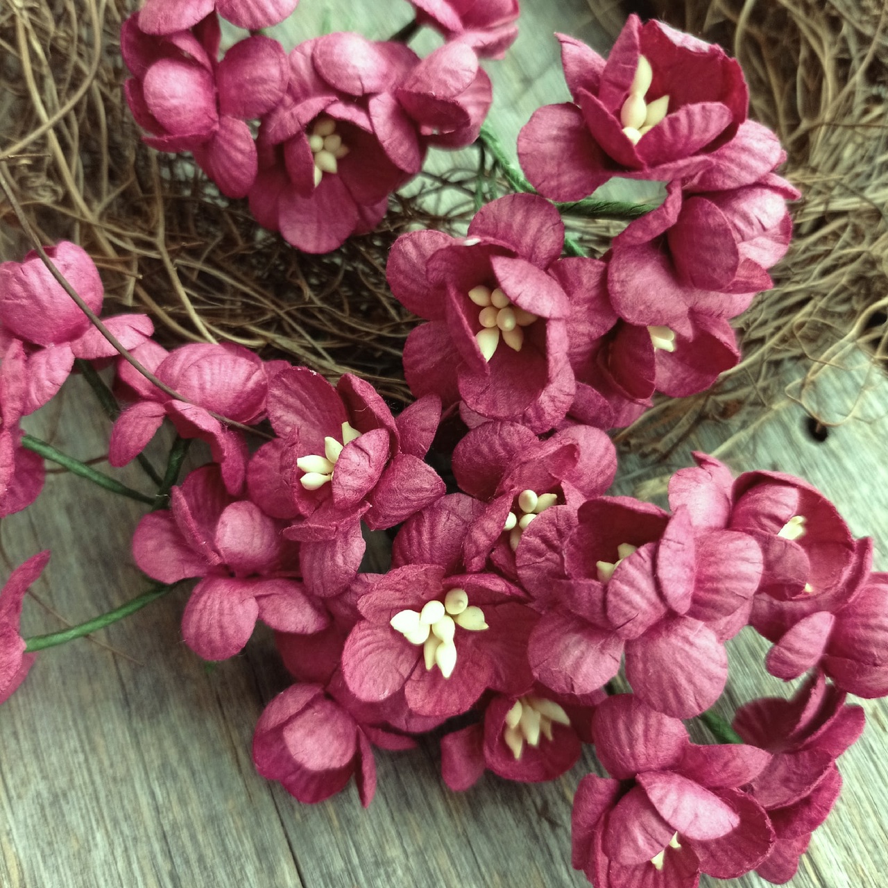 Букет "Цветы вишни 2,5 см" 5шт Вишнёвый