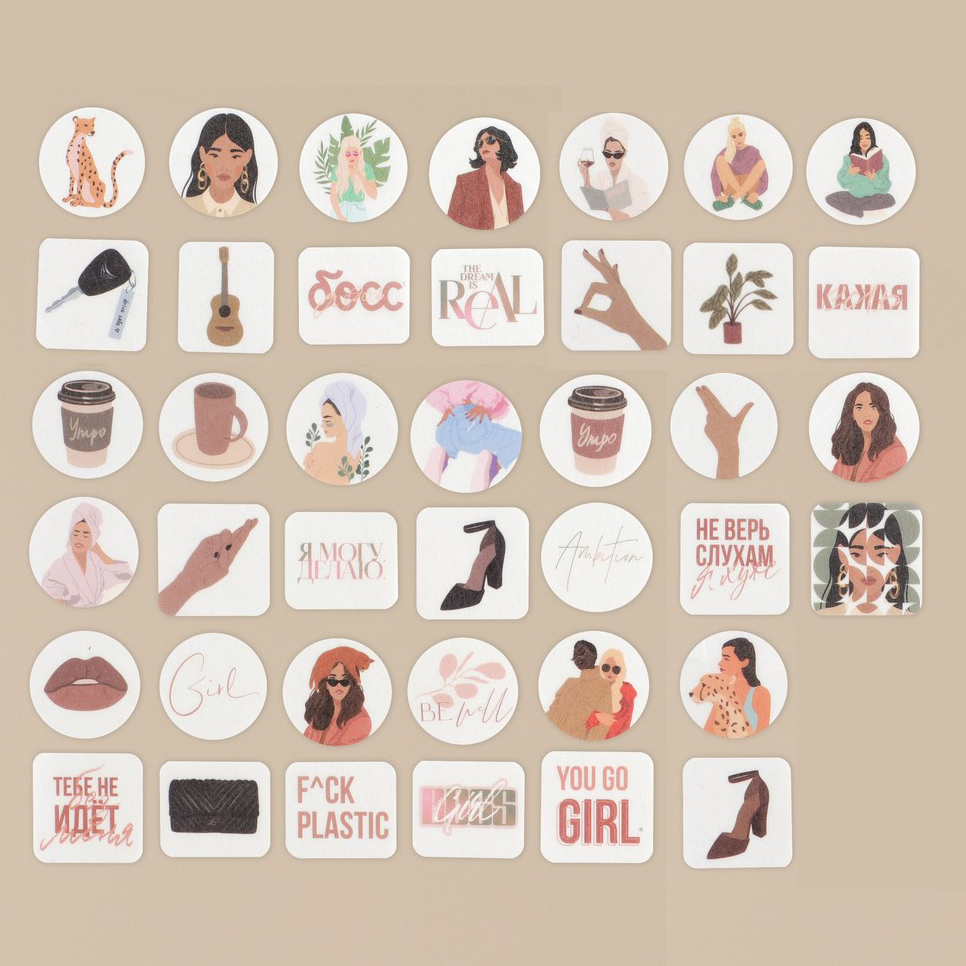 Наклейки на матовой кальке "Woman" 40шт
