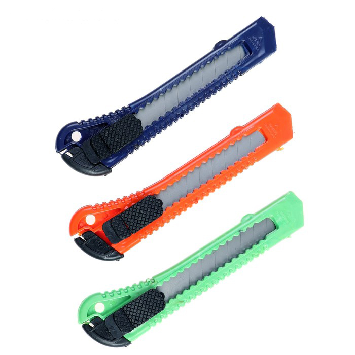 Нож канцелярский с лезвием 18 мм, с фиксатором