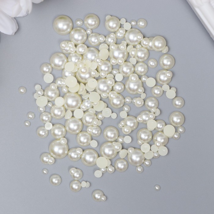 Половинки бусин "Кремовый перламутр"