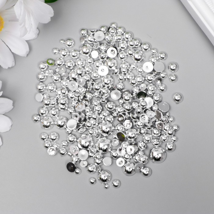 Половинки бусин "Серебро"