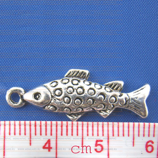 Подвеска металлическая "Рыбка". Цвет серебряный. (100)