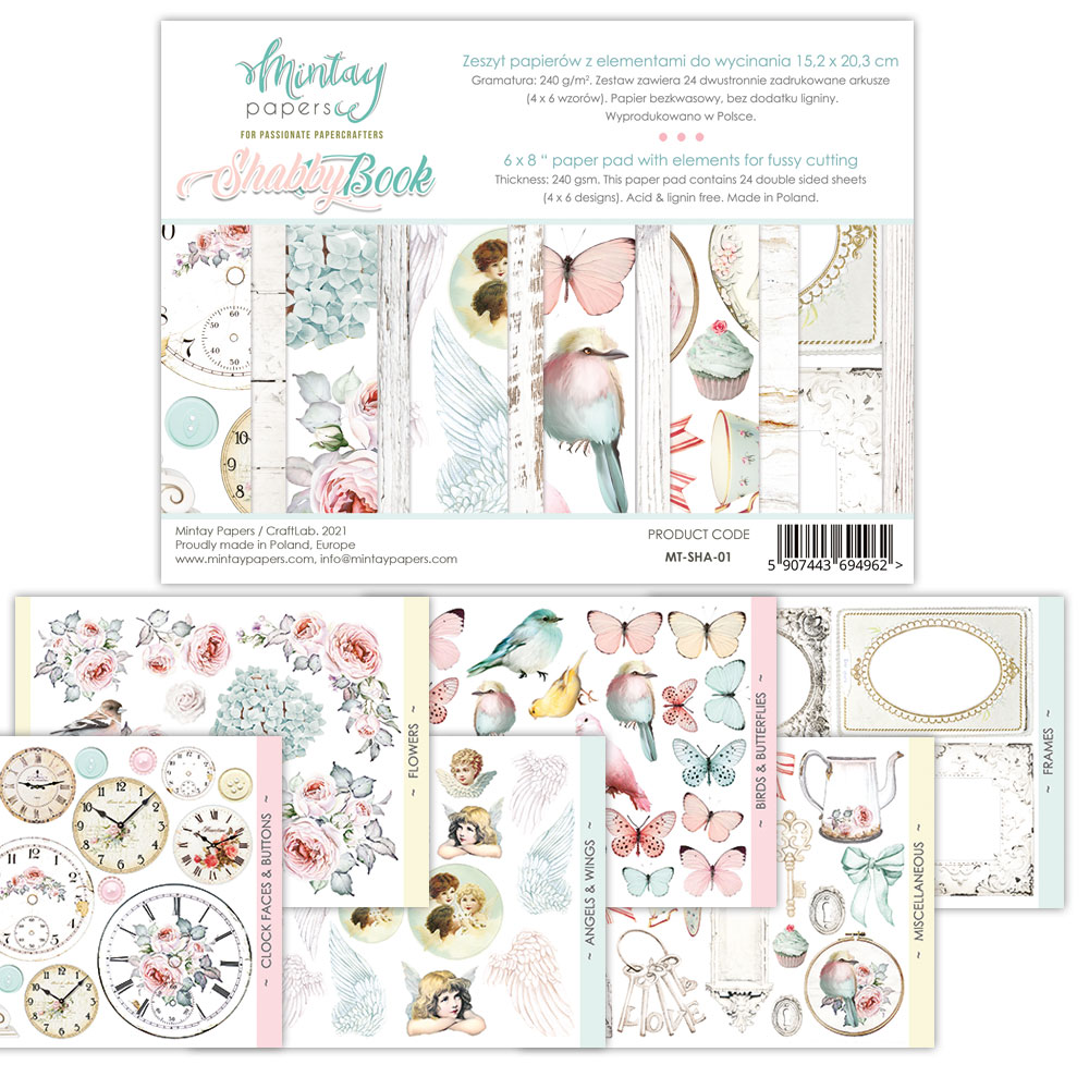 Набор бумаги 15х20см Mintay papers "Shabby Book"