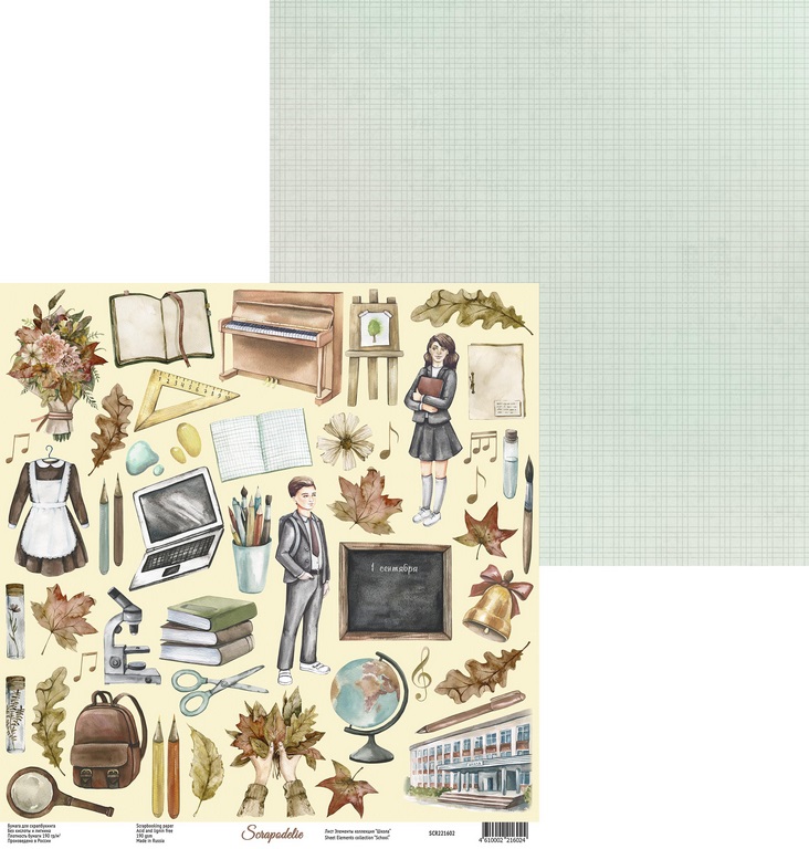 Бумага Scrapodelie "Школа"Элементы (SCR42)