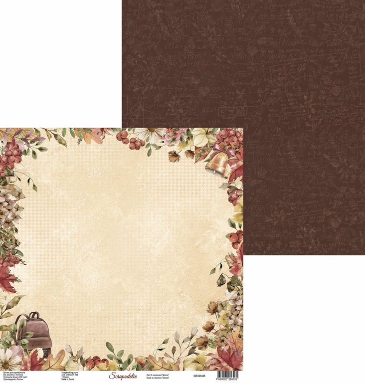 Бумага Scrapodelie "Школа" Лист1 (SCR43)