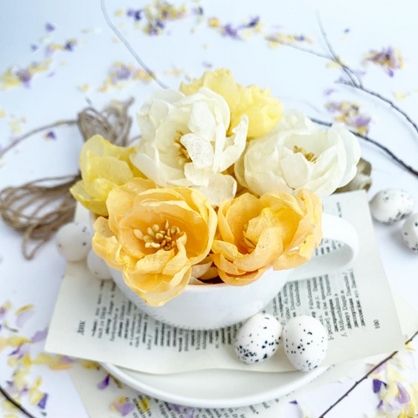 Набор цветов из ткани Summer studio "Жёлтые пионы"