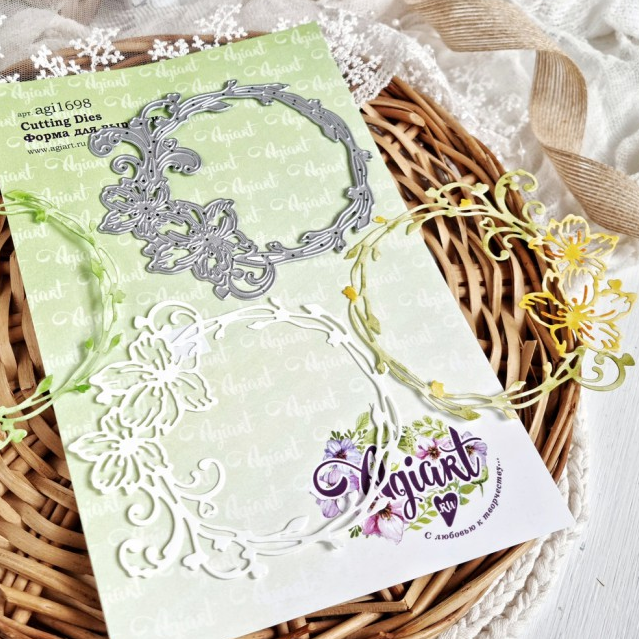 Нож для вырубки Agiart рамка "Цветочный рассвет"