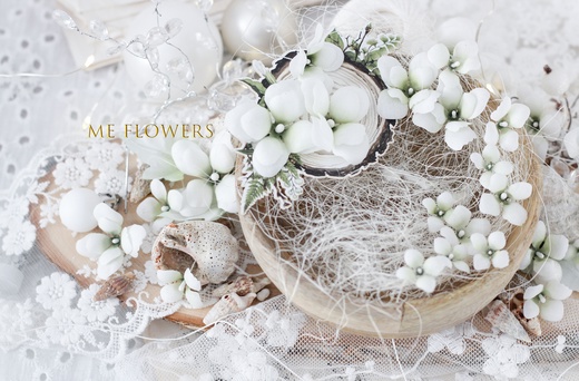 Набор тканевых цветов ME Flowers "Гортензии" белые