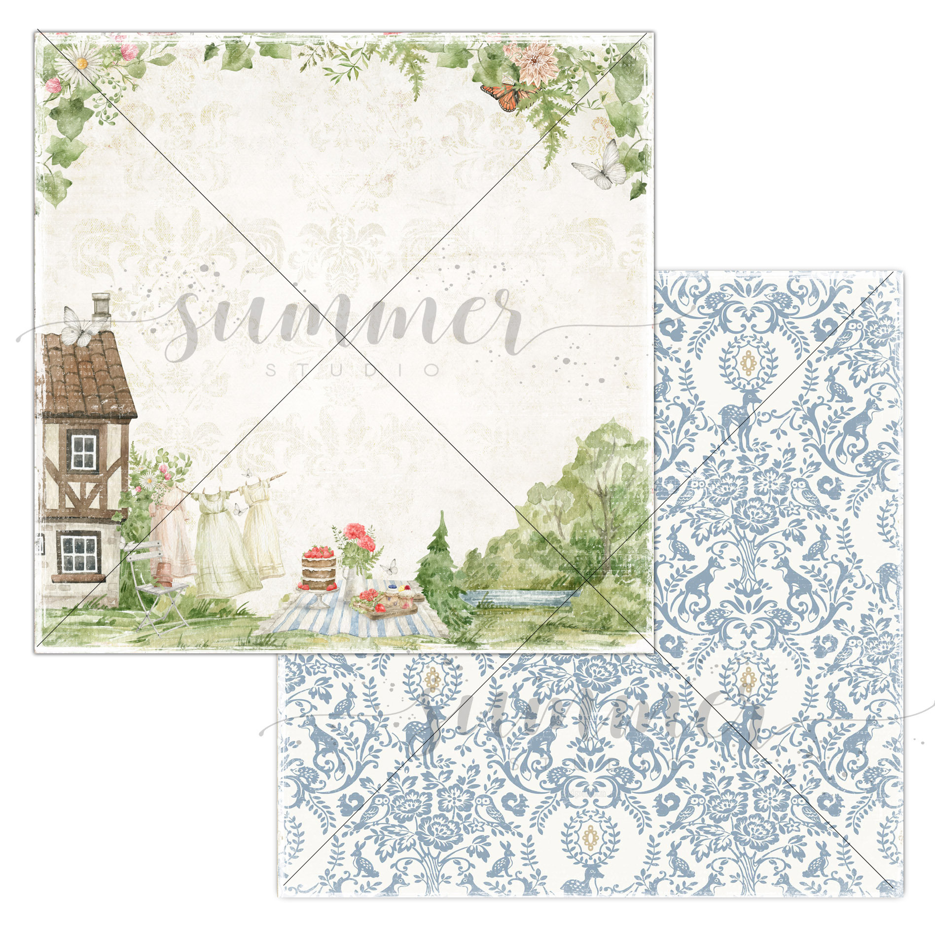 Бумага Summer studio "Деревенские мотивы" Утро в деревне (SMST324)