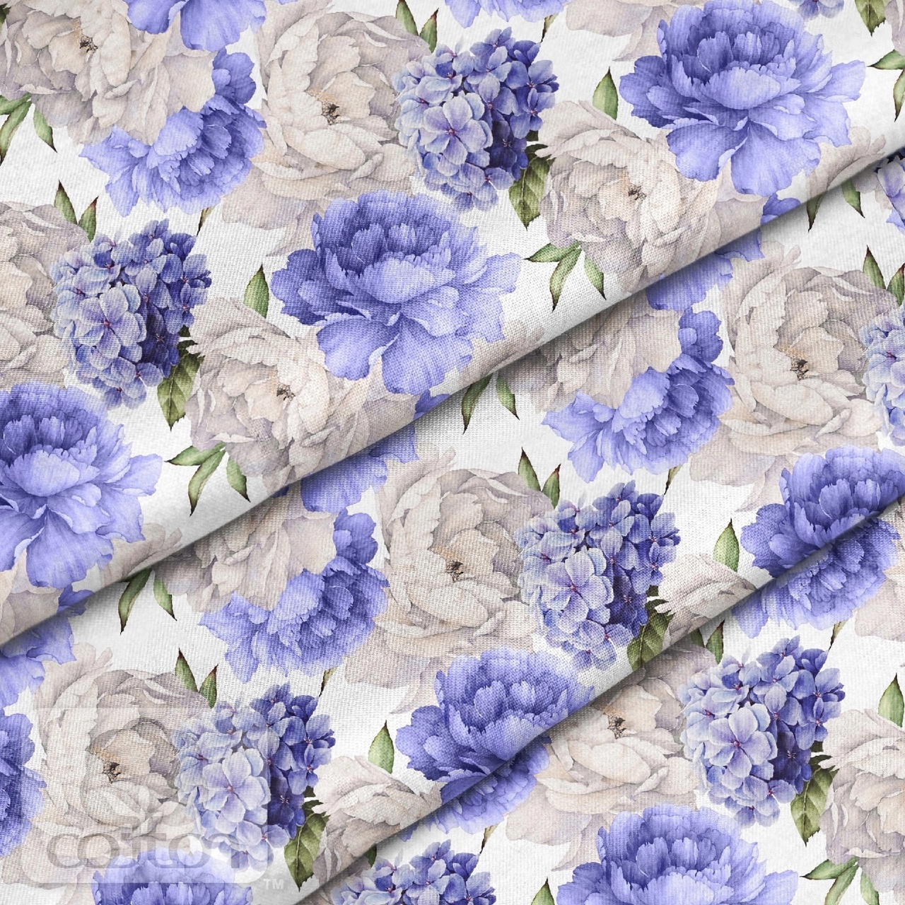 Отрез ткани 100 % хлопок-премиум 80 х 32 см Фиолетовые пионы