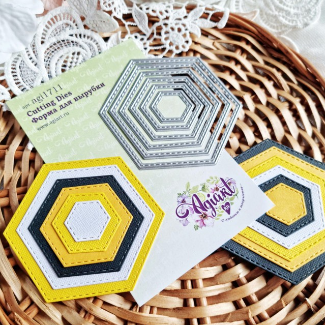 Нож для вырубки Agiart "Шестиугольники с прострочкой"
