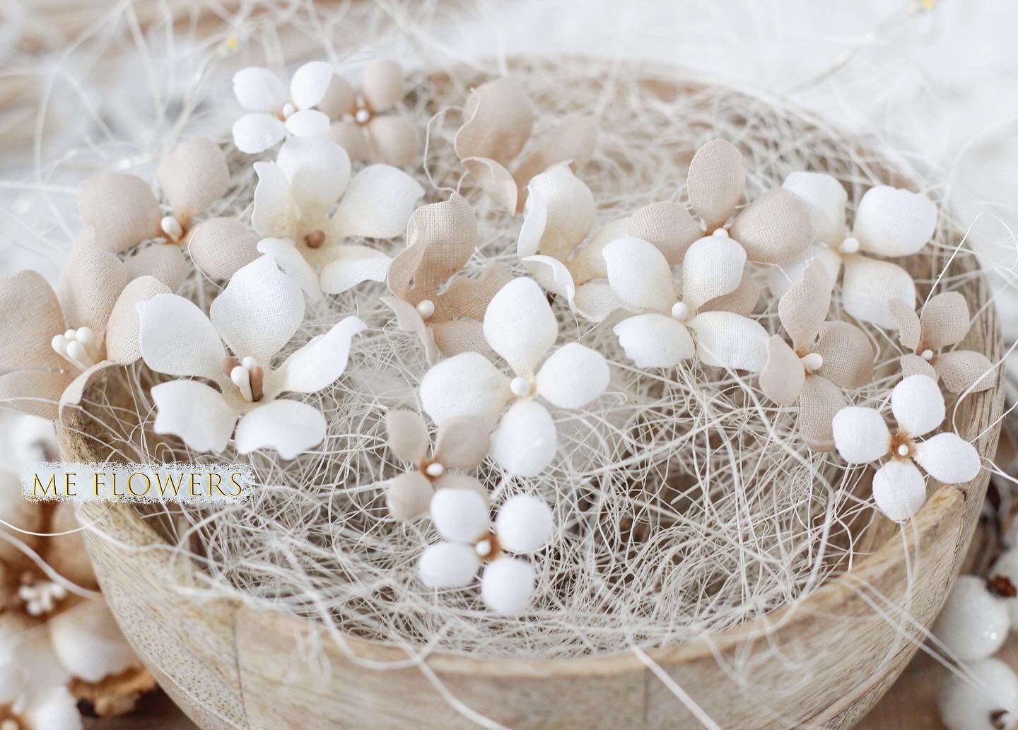 Набор тканевых цветов ME Flowers "Гортензии" Капучино