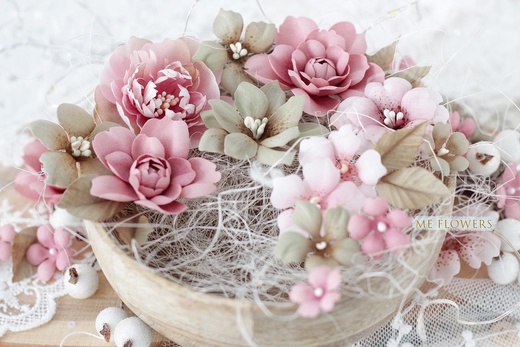 Набор тканевых цветов ME Flowers "Малиновый щербет"