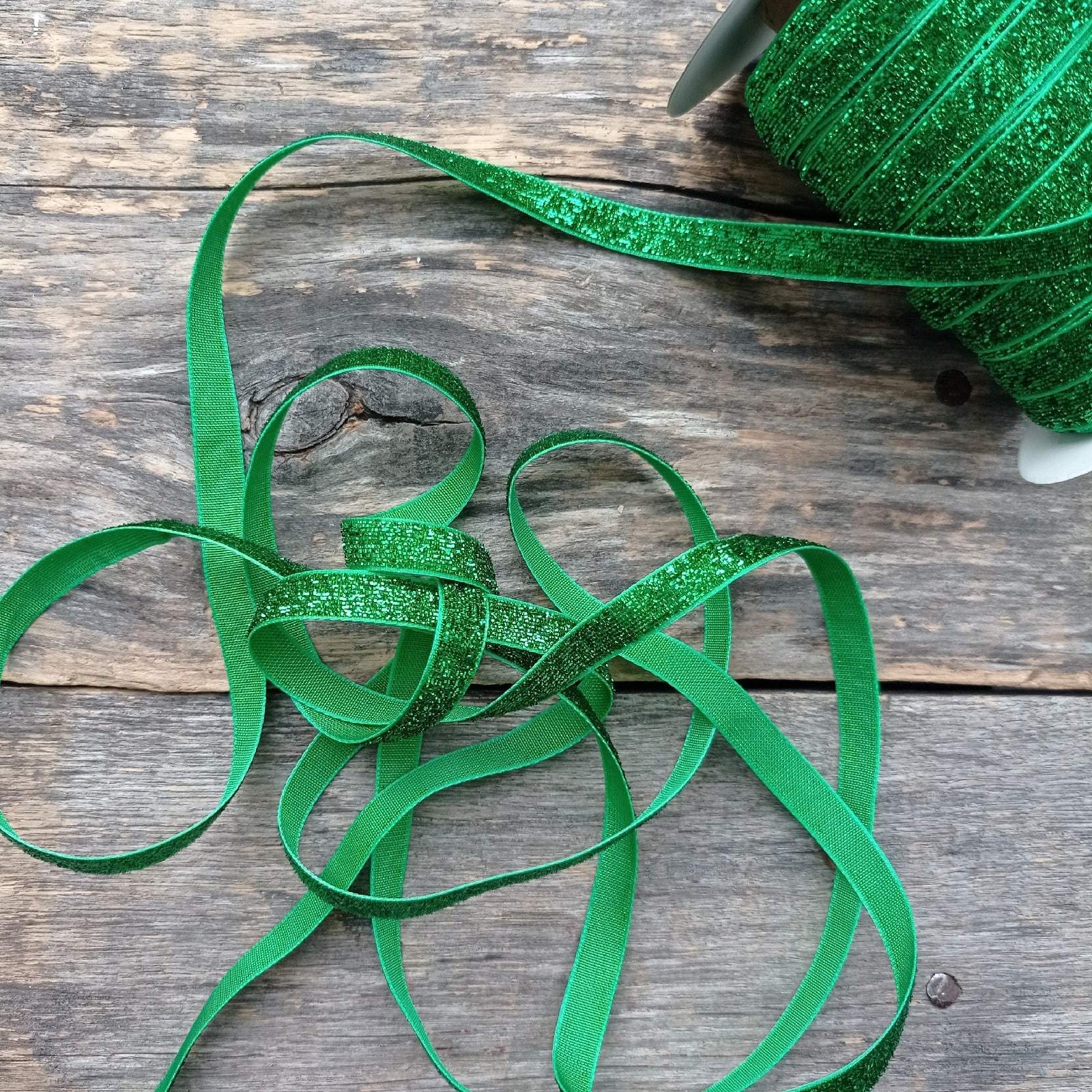 Лента с люрексом 10 мм Зелёный