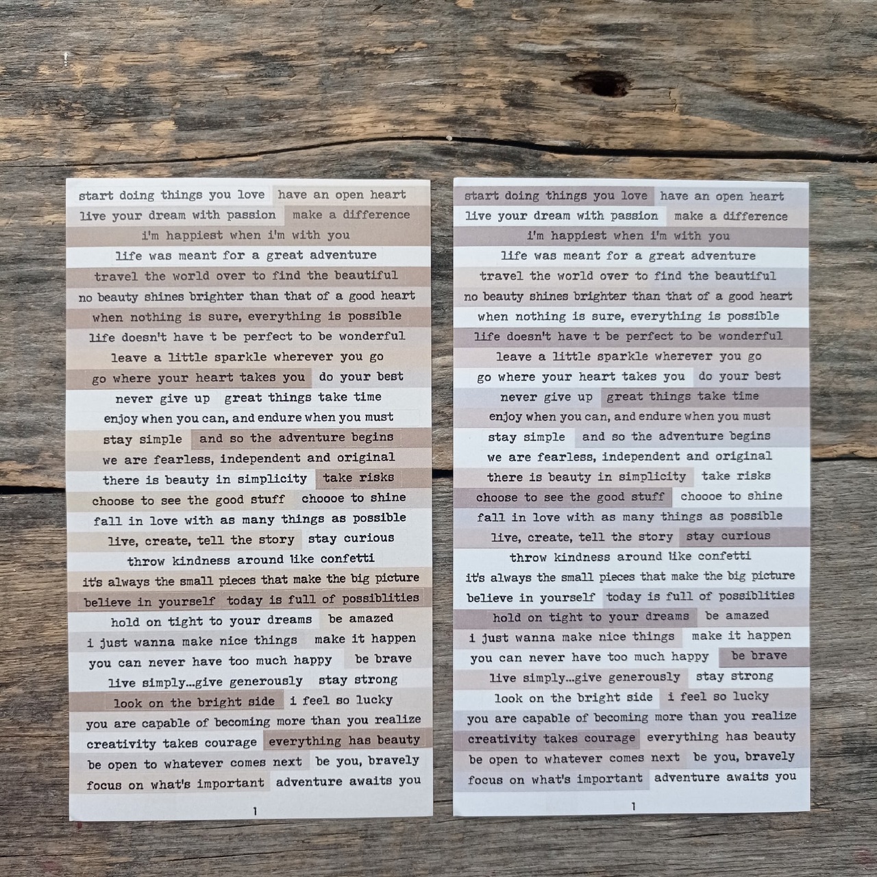 Наклейки с текстом бумажные "Серо-бежевые" тип 1