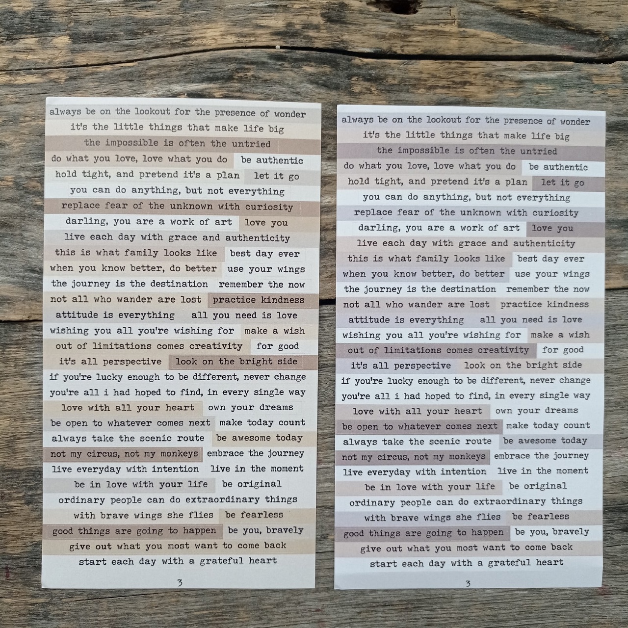 Наклейки с текстом бумажные "Серо-бежевые" тип 3