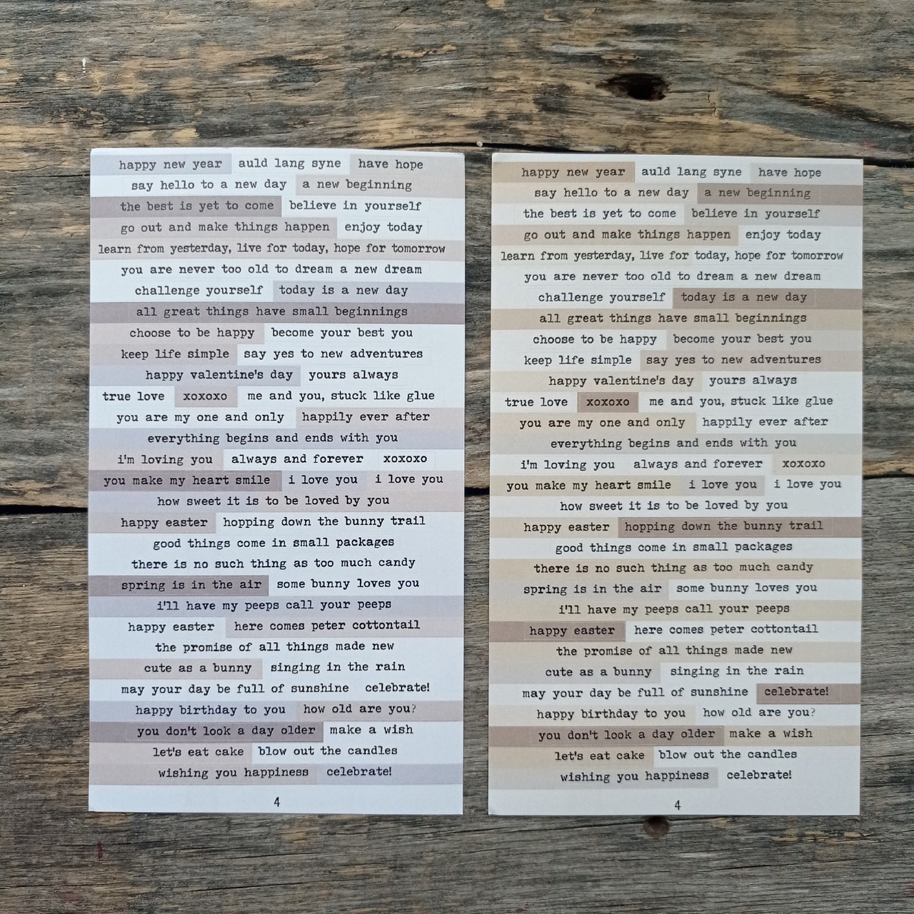 Наклейки с текстом бумажные "Серо-бежевые" тип 4