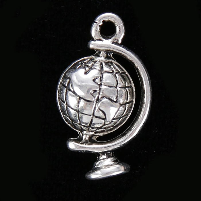 Подвеска металлическая "Глобус". Цвет серебряный (111)