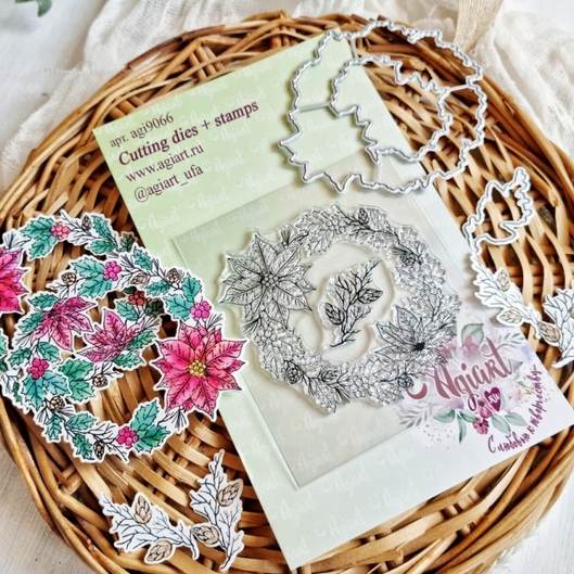 Набор ножи+штампы Agiart "Рождественский венок"