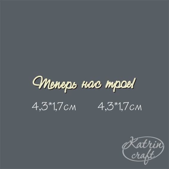 Чипборд "Надпись Теперь нас трое! №1 мини"