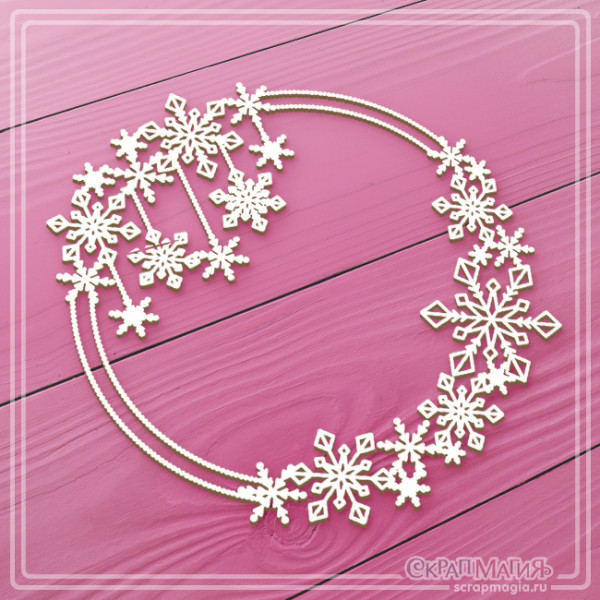 Чипборд Скрапмагия "Рамка со снежинками" 93х102 мм
