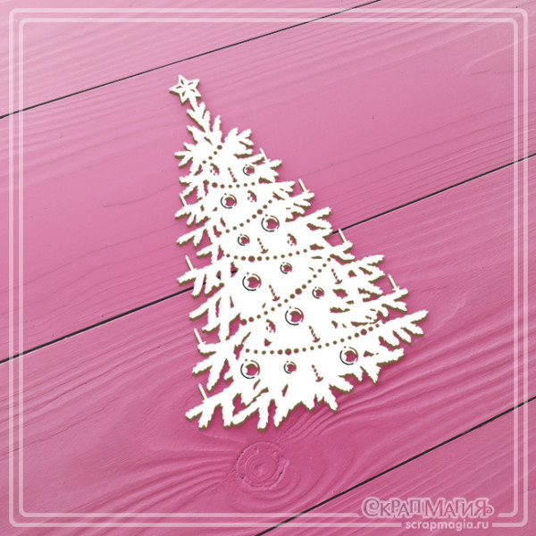 Чипборд Скрапмагия "Нарядная елочка со свечами" 48х74 мм