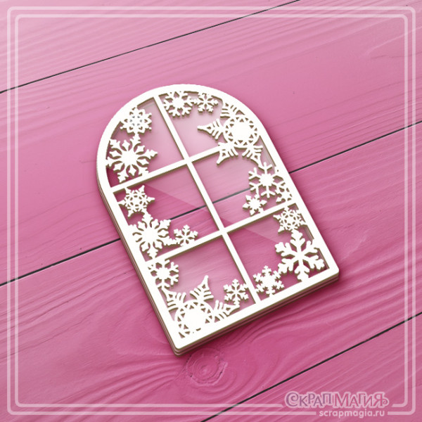 Чипборд Скрапмагия Шейкер "Окно со снежинками"