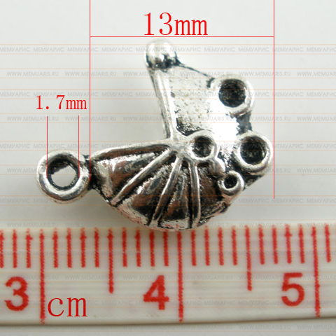 Подвеска металлическая "Коляска". Цвет серебряный. (114)