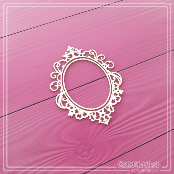 Чипборд Скрапмагия "Ажурная овальная рамка" 44х59 мм