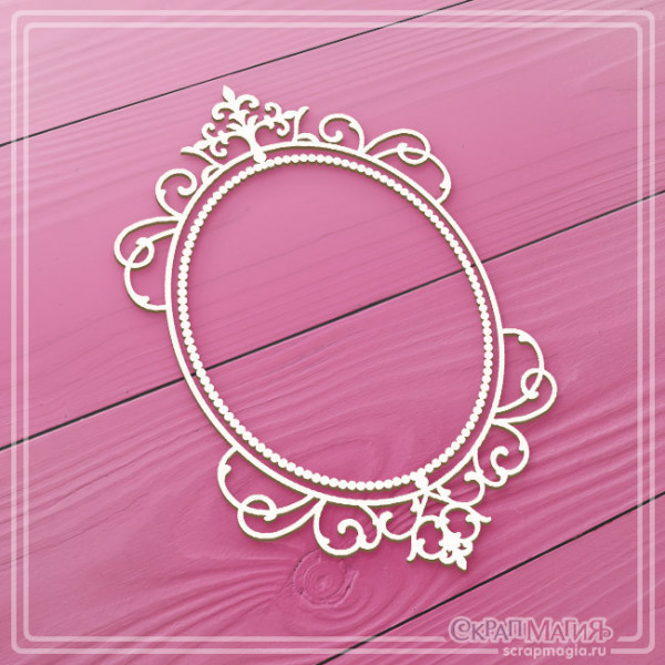 Чипборд Скрапмагия "Ажурная овальная рамка" 66х108 мм