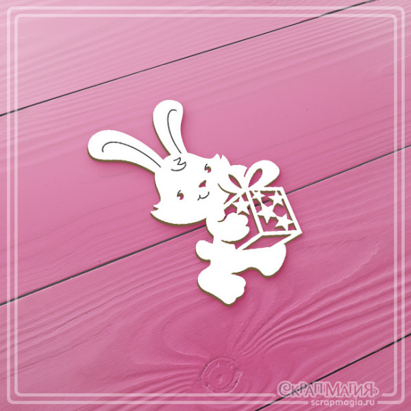 Чипборд Скрапмагия "Зайчик с подарком" 35х54 мм