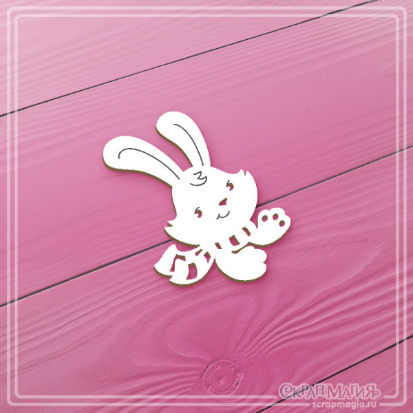 Чипборд Скрапмагия "Зайчик с шарфиком" 33х46 мм
