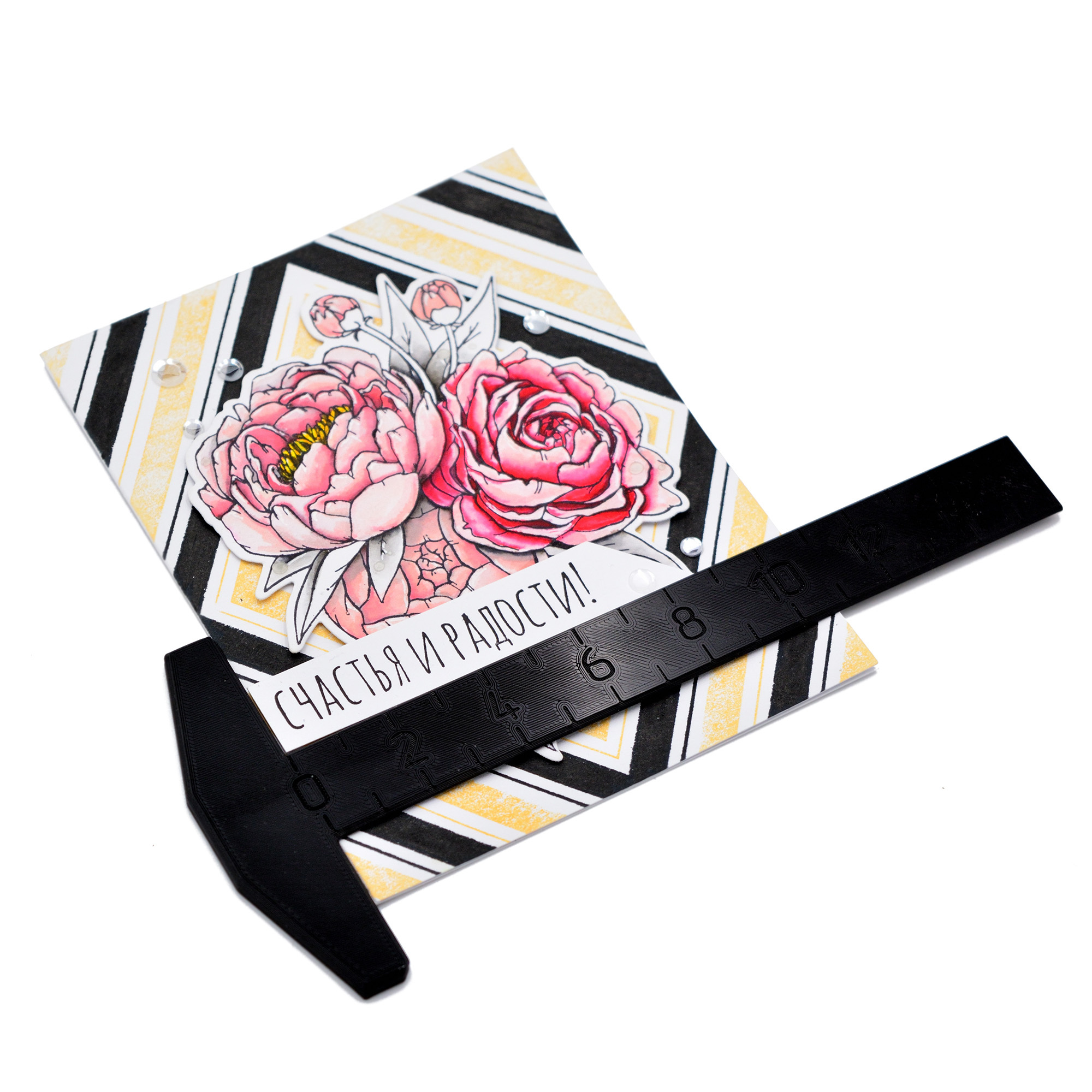 Метрическая Т-образная линейка ЯС Черная глянцевая