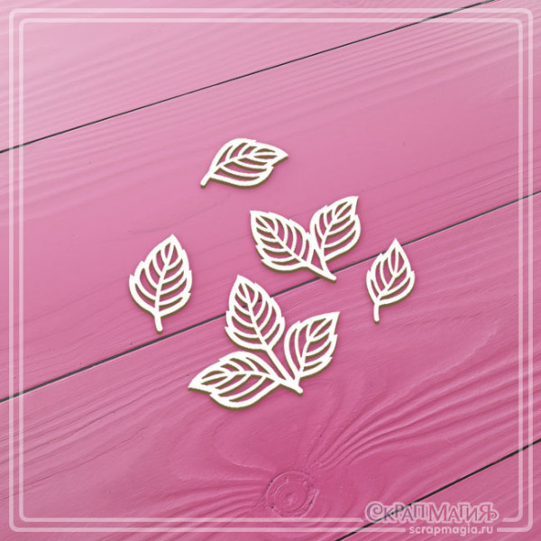 Чипборд Скрапмагия "Ажурные листочки" 5 эл