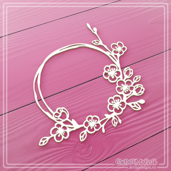 Чипборд Скрапмагия Рамка "Круглая Вишня" 90х85 мм