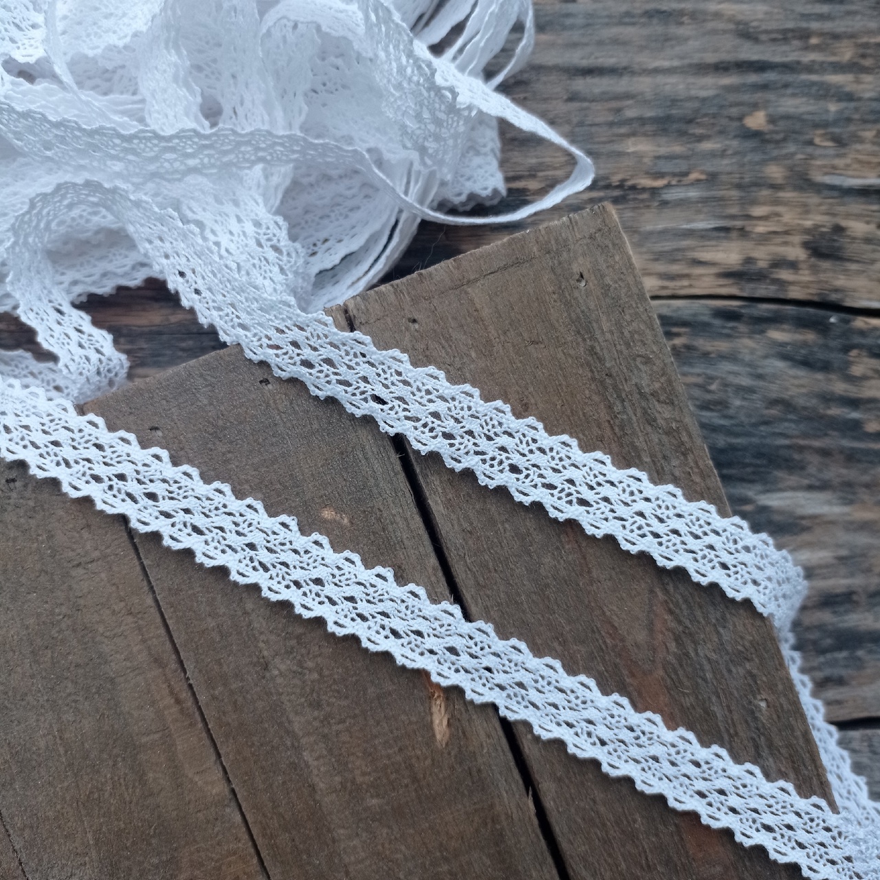 Кружево вязаное 1,5см "Моя дорогая" Белый