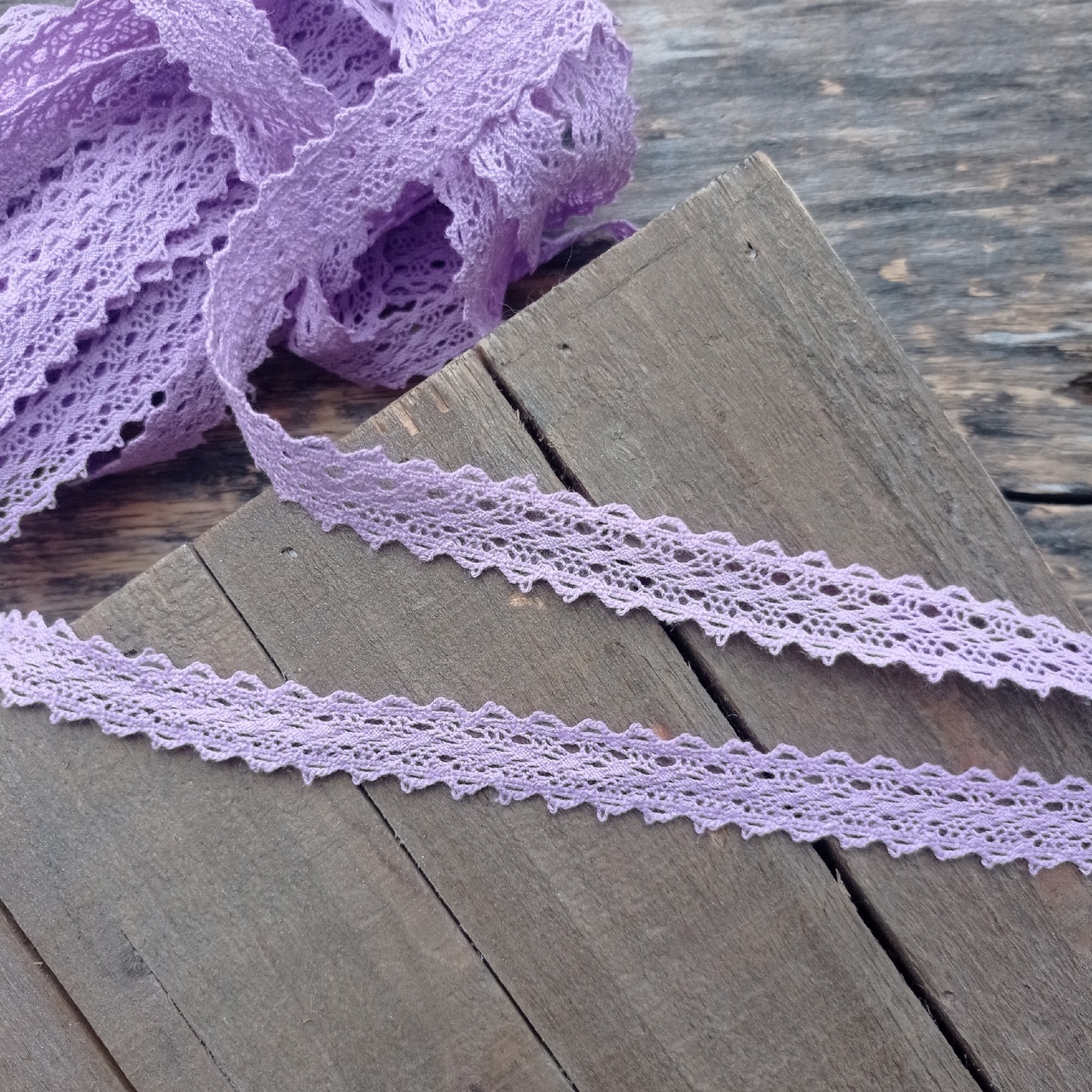 Кружево вязаное 1,5см "Моя дорогая" Сирень