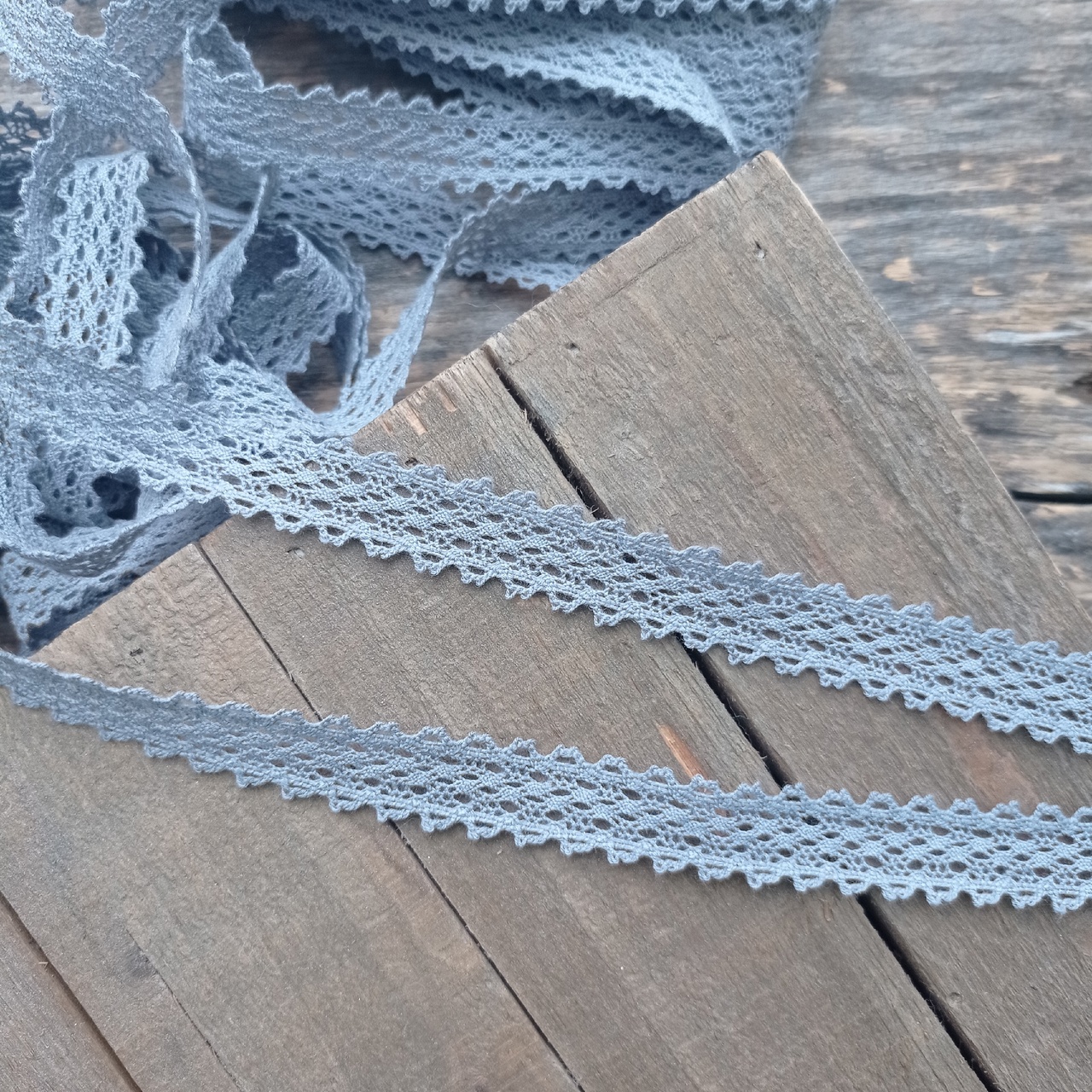 Кружево вязаное 1,5см "Моя дорогая" Графит