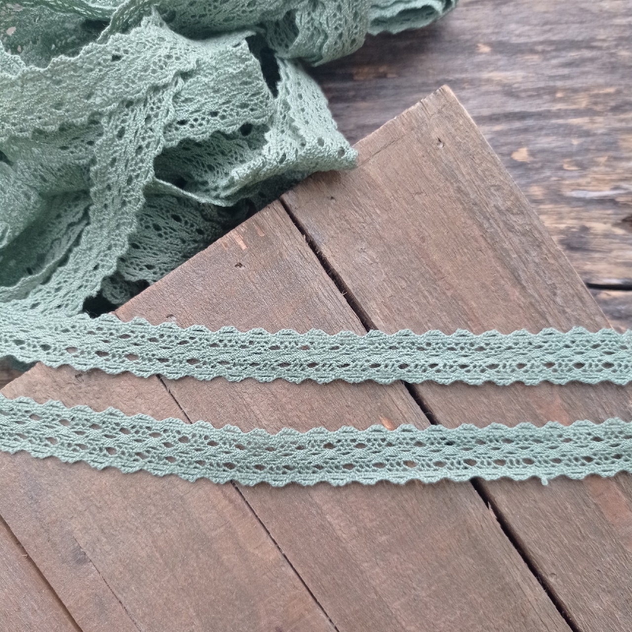 Кружево вязаное 1,5см "Моя дорогая" Мята
