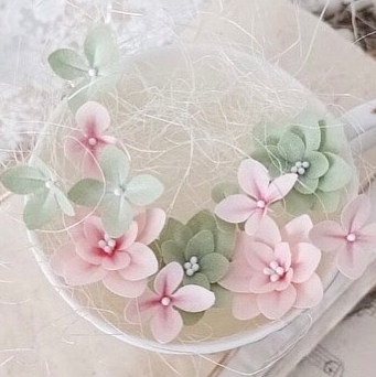 Набор тканевых цветов ME Flowers "Гортензии" Персиковый сад