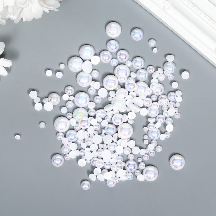 Половинки бусин "Белый перламутр"