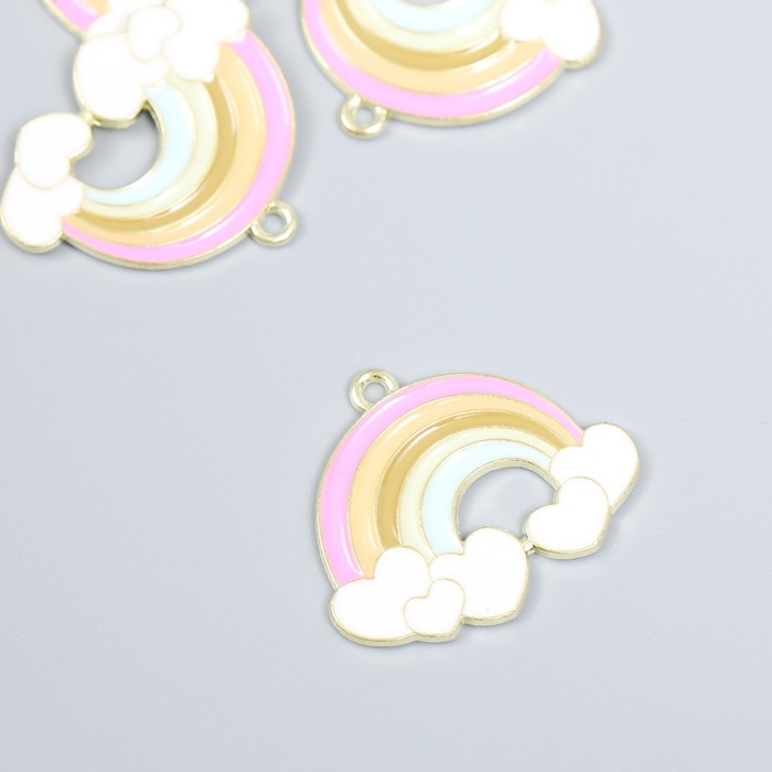 Подвеска металлическая с эмалью "Радуга с сердечками" (264)