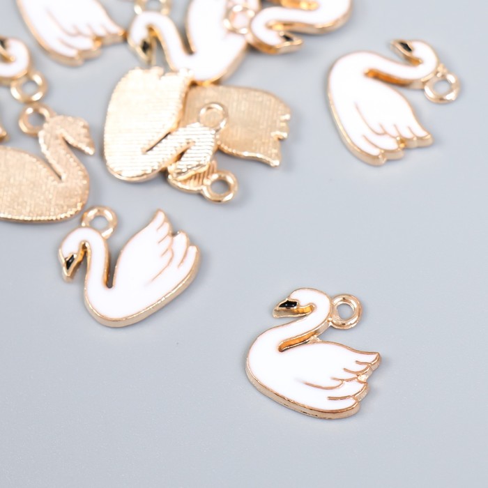Подвеска металлическая с эмалью "Белый лебедь" (234)