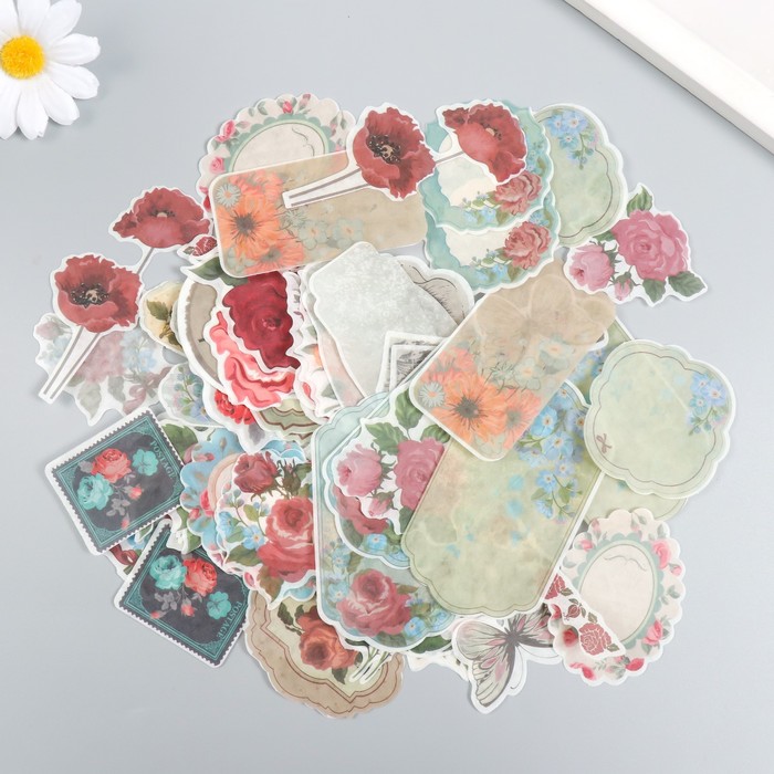 Наклейки на кальке "Цветы" 64шт